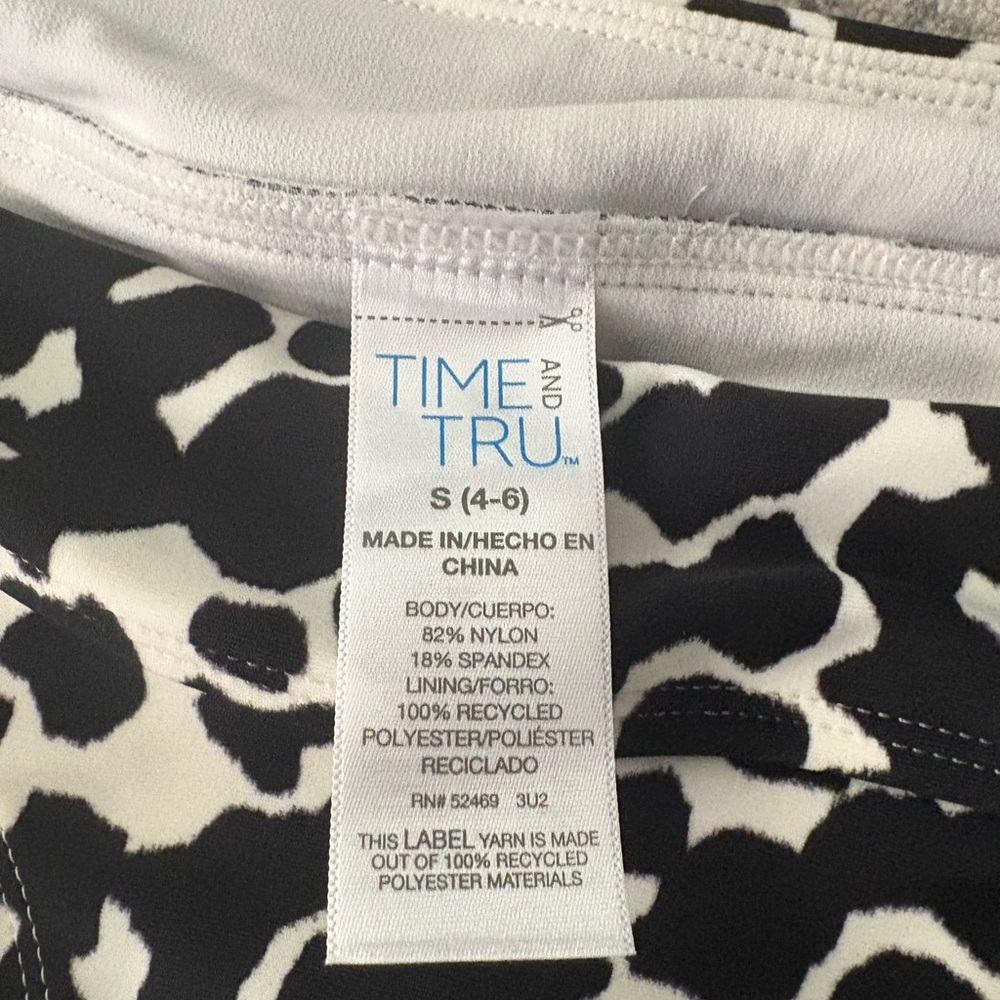 Black and Cream Animal Print Swim Bottom - Picture 2 of 8